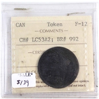 Lower Canada Bank Token ICCS Certified F-12 CH# LC-53A2; BR# 991