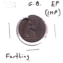 Great Britain 1834 Farthing Extra Fine (EF-40) Impaired