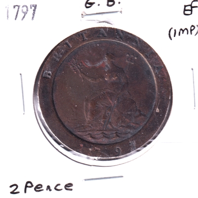 Great Britain 1797 2 Pence Extra Fine (EF-40) Impaired
