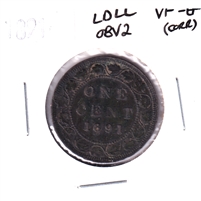 1891 LDLL Obv. 2 Canada 1-cent VF-EF (VF-30) Corrosion
