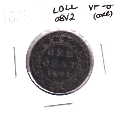 1891 LDLL Obv. 2 Canada 1-cent VF-EF (VF-30) Corrosion