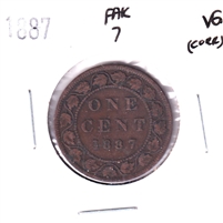 1887 Far 7 Canada 1-cent Very Good (VG-8) Corrosion