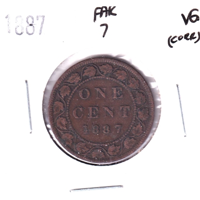 1887 Far 7 Canada 1-cent Very Good (VG-8) Corrosion