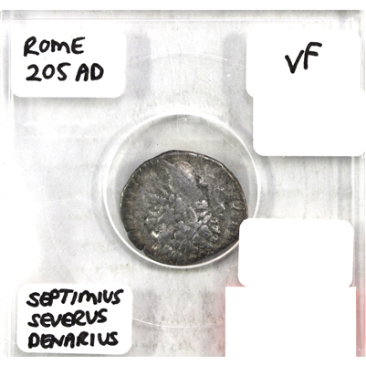Ancient Rome 205AD Septimius Severus Denarius Very Fine (VF-20)