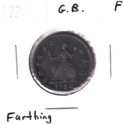 Great Britain 1739 Farthing Fine (F-12)