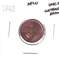 1942 Newfoundland 1-cent UNC+ (MS-62) Lustrous Brown