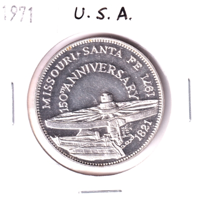 1971 Santa Fe Trail 150th Anniversary Proof Sterling Silver Medallion (Franklin Mint)