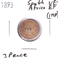 South Africa 1893 3 Pence VF-EF (VF-30) Impaired