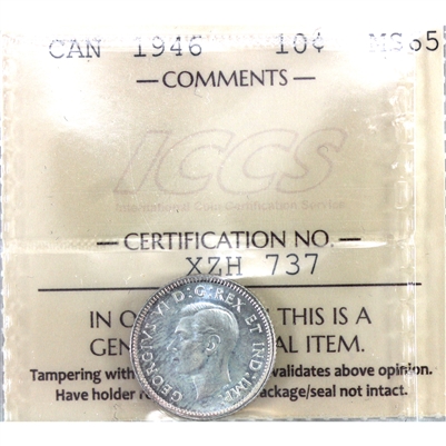 1946 Canada 10-cents ICCS Certified MS-65