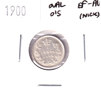 1900 Oval 0's Canada 5-cents EF-AU (EF-45) Nick