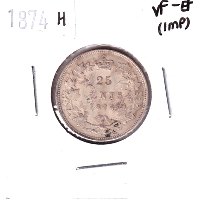 1874H Canada 25-cents VF-EF (VF-30) Impaired