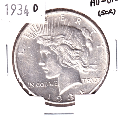 1934 D USA Dollar AU-UNC (AU-55) Scratched