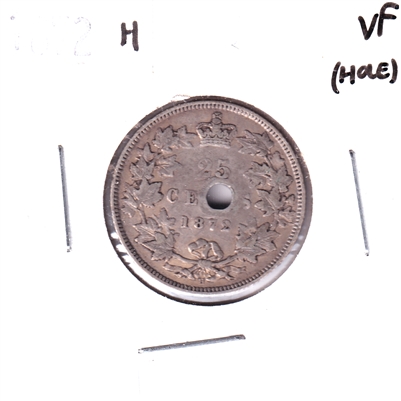 1872H Canada 25-cents Very Fine (VF-20) Hole