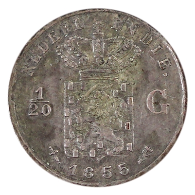 Netherlands East Indies 1855 1/20 Gulden Extra Fine (EF-40)