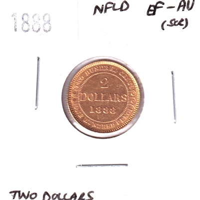 1888 Newfoundland $2 Gold EF-AU (EF-45) Scratched