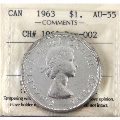 1963 Reverse-002 Canada Dollar ICCS Certified AU-55