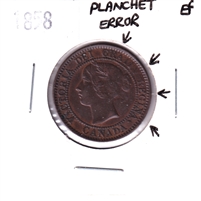 ERROR Planchet Error 1858 Canada 1-cent Extra Fine (EF-40)