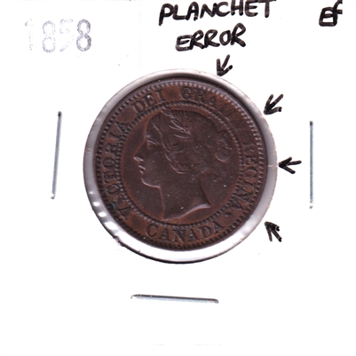 ERROR Planchet Error 1858 Canada 1-cent Extra Fine (EF-40)
