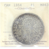 1954 Canada Dollar ICCS Certified MS-63