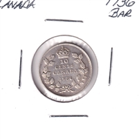 1936 Bar Canada 10-cents VF-EF (VF-30)