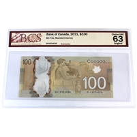 BC-73a 2011 Canada $100 Macklem-Carney, EKC, BCS Certified CUNC-63 Original