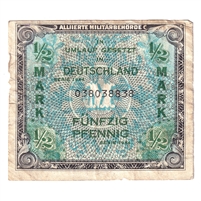 Germany Note Pick #191a 1944 1/2 Mark VF (damaged)