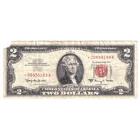 USA 1963 A $2 Note, FR#1514*, Star Note, VF (Damaged)