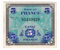 France Note 1944 5 Francs, AU (tear)