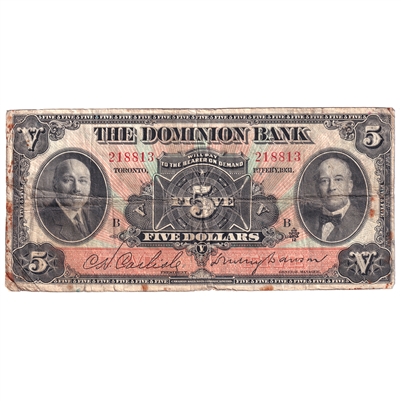 220-24-04 1931 Dominion Bank $5 Carlisle-Dawson, F (Damaged)