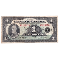 BC-1 1935 Canada $1 Osborne-Towers, English, Series A, VF (Damaged)