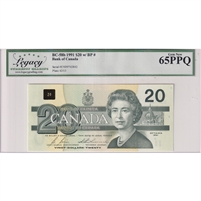 BC-58b 1991 Canada $20 Bonin-Thiessen, EVD with BPN, Legacy Certified GUNC-65 PPQ