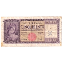 Italy Note, 1948 500 Lire, Pick #80a, VF (Writing)