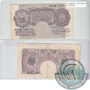 Great Britain Note 1940 10 Shillings, EF (tears)