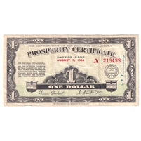 1936 Province of Alberta $1 Prosperity Certificate with 9 Stamps