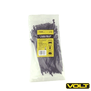 Black 8 Inch Cable Ties w/ Screw Mount