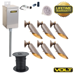 VOLT® Brass Lifetime LED Down Light Kit | (6) Down Lights