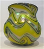 Charles Lotton Vase
Yellow and Green Aurene. King Tut Pattern
Sz 6 by 6.5
Signed Charles Lotton  2012
Beautiful