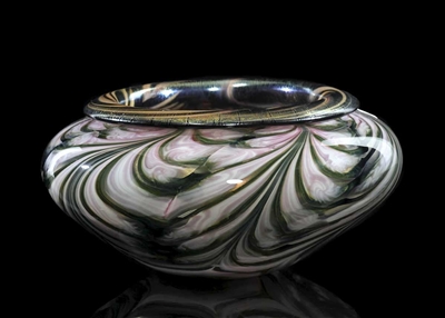 Daniel Lotton Bowl 
Pink Fern Bowl with Sunset Interior
Size 6 by 11
Signed by Daniel Lotton Dated 2017
This has always been one of my Favorite Designs by Daniel