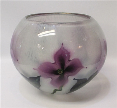 Daniel Lotton Crystal Bowl  Lavender Flowers