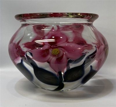 Daniel Lotton Crystal Bowl with Pink Dogwood