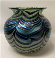 Daniel Lotton Vase Cobalt Copper White Green King Tut