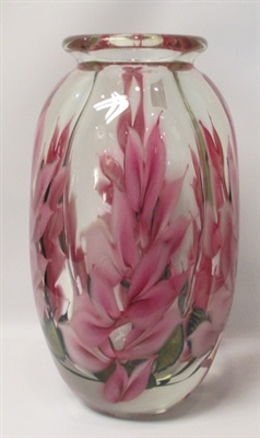 Daniel Lotton Vase Large Clear Pink Cactus Flower