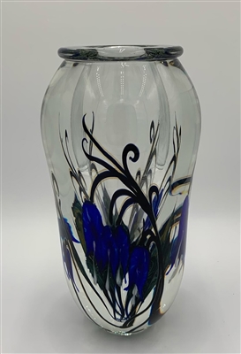 Timothy Lotton Clear Vase Blue Bleeding Hearts