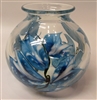 Daniel Lotton Crystal Vase Cooper Blue White Flower
