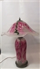 Daniel Lotton White Frosted Table Lamp Pink Floral Decor