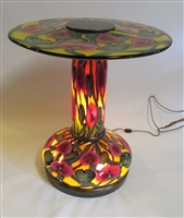 Large Mandarin Yellow lighted Table  Pink Anthurium