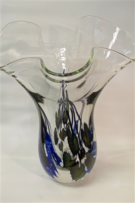Timothy Lotton Sculptured Vase Blue Bleeding Hearts
