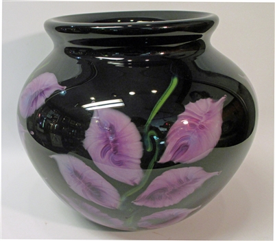Daniel Lotton Black Bowl Purple Cactus Flower