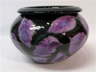 Daniel Lotton Smal Black Bowl Purple Flowers