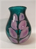 Daniel Lotton Small Aqua Blue Vase Purple Flowers
